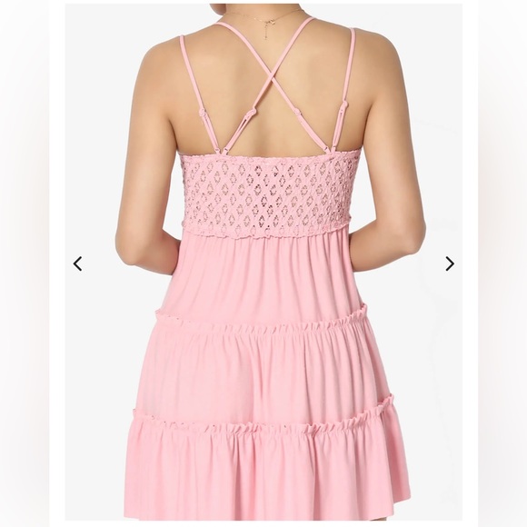 Zenana Crochet Lace Ruffle Dress In Dusty Pink. NEW! Sz L & XL - Picture 3 of 8